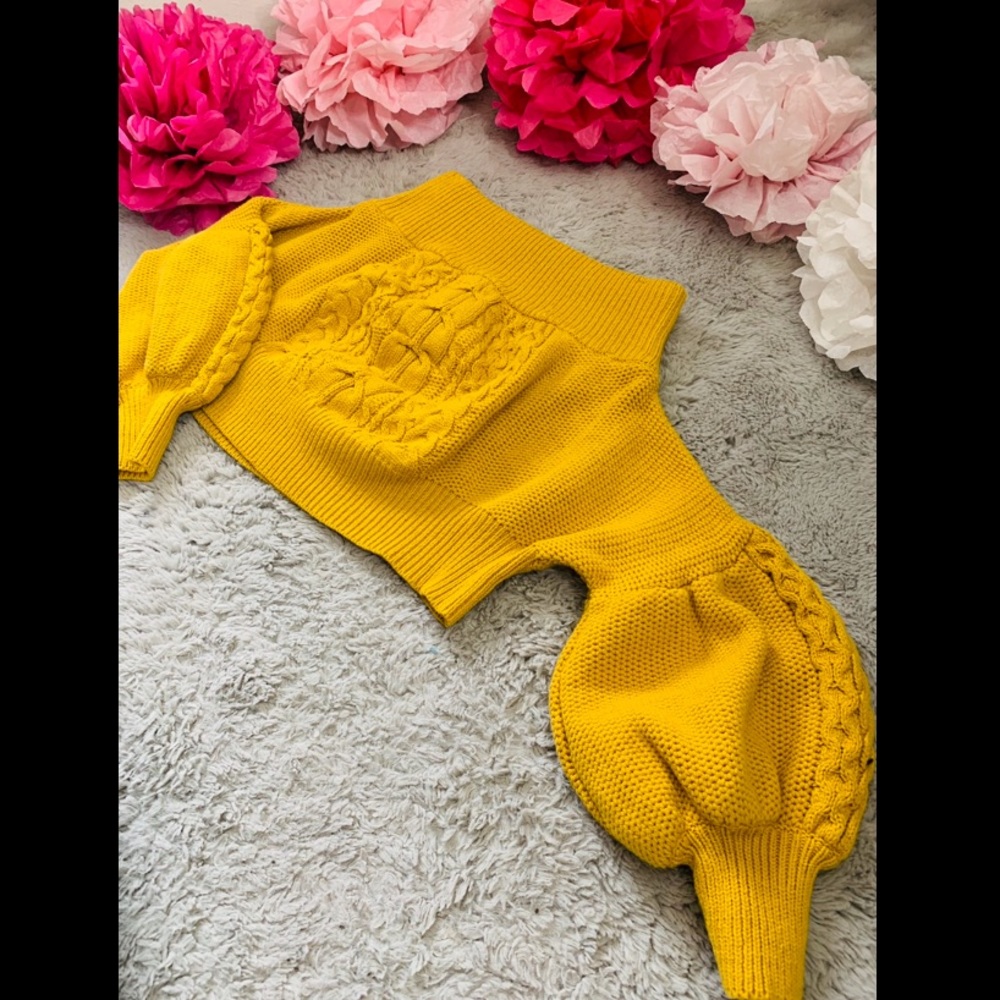 Fashion Nova Crop Top Knitted Golden Sweater